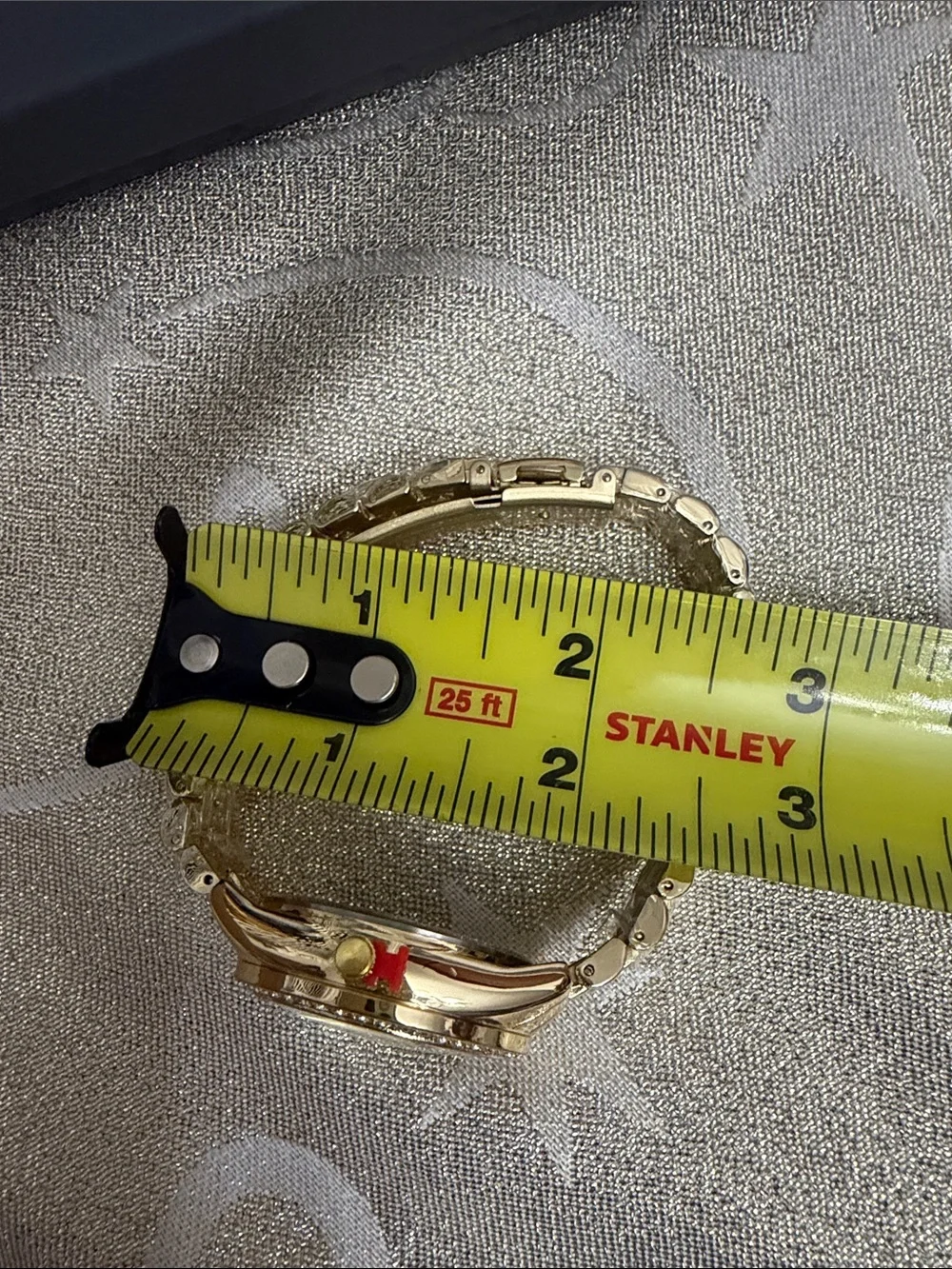 Rhinastar Gold-Tone Crystal Bezel Quartz Watch
